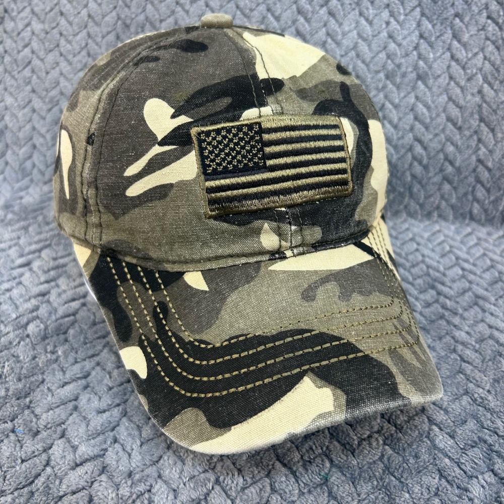 American Flag Patch Mens Camo Unbranded Baseball Hat Adjustable Strapback OSFM